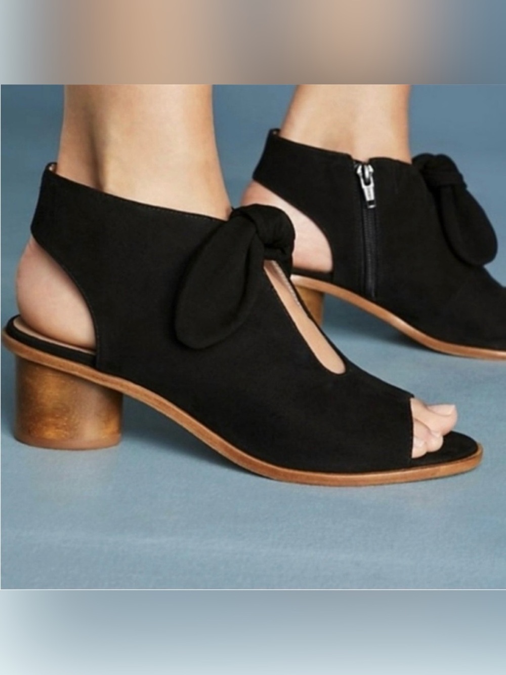Bernardo Anthropologie Lizzie Bow Black Suede Booties